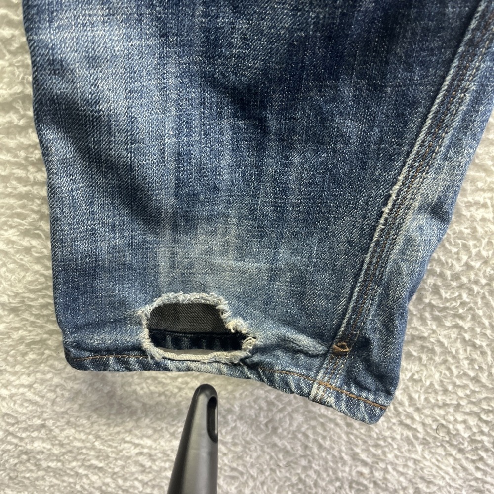 Levis Jeans Mens 33x32 Blue 514 Slim Straight Original Chore Grunge Thrashed Fit - Picture 16 of 16